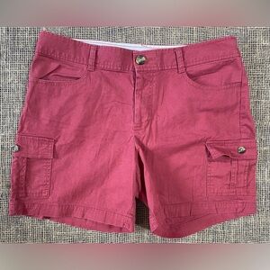 Dockers Cranberry Cargo Shorts, Sz 12, Button & Zip, Pockets, Cotton/Elastane